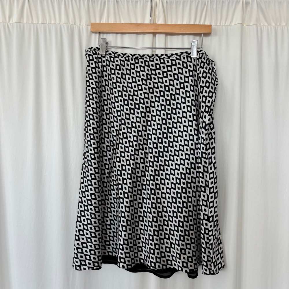Vintage INC Silk Skirt Size 14 Geometric Funky Print 60s Mod Glam Romantic